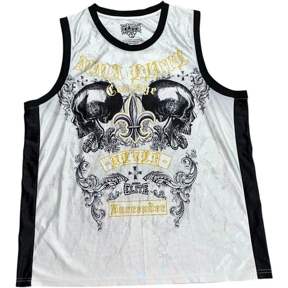 MMA Elite Never Surrender Skull Y2K Tank Top Jersey - Picture 1 of 2